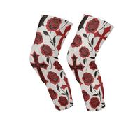 Amooorous Gothic Red Black Halloween Cross Rose lightweight knee pads youth pads for wrestling，football，mountain bike