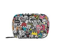 Amooorous Graffiti Art Trend Play Stickers medicine bags for women with Detachable Compartments attachable travel pill case for purse