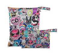 Amooorous Graffiti Art Trend Play Stickers zippered suit bag waterproof 2 Pack diaper bag essential items with handles for gym, gym