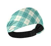 Amooorous Green and White Lattice Cooling wide headbands for women Stretchy head sweat bands for women for Daily use Daily use Daily use bandas para el cabello de mujer