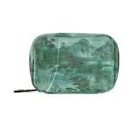 Amooorous Green Chinese Style Landscape Painting medicine bag for traveling with Detachable Compartments convenient travel medicine organizer for purse