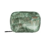 Amooorous Green Chinese Style Landscape Painting pill bags for medicine with Detachable Compartments reusable medicine travel bag for purse