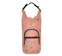 Amooorous Green Flowers on Peach Background Bottle Carrier Bag Versatile Water Carrier for Hiking Hiking Water Bottle Carrier,Fits 20 oz, 24 oz, 32 oz,40 oz bottles