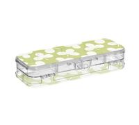 Amooorous Green Fresh Clover Designed Clear Pencil Box Plastic Double-Deck Hard Pens Case For Stationery Supplies With Lid