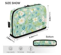Amooorous Green Fresh Summer Flower Pencil Holder Case Large Capacity Makeup Big Capacity Multi-Purpose Bag for College Student College bolsas para erramientas