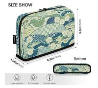 Amooorous Green Japanese Zephyr Cherry Blossoms Pencil Case Holder Large Capacity Pen Case Cosmetic Slots Stationery Organizer for Teen Boys School estuches de maquillaje para Mujer