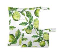 Amooorous Green Lemon reusable dry bags waterproof 2 Pack travel essentials for babies with handles for yoga, daycare