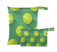 Amooorous Green Tennis Ball reusable wet diaper bag 2 Pack travel essentials for babies with handles for bathing, yoga