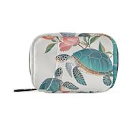 Amooorous Green Turtle Red Flowers travel medicine bag with Detachable Compartments portable organizer travel case for purse