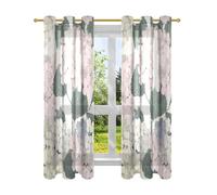 Amooorous Grey Pastel Hydrangea Flower Doorway Curtains For Window Treatments Semi Sheer Curtains 63 Inches Long 2 Panels cortinas para cuartos contra el sol