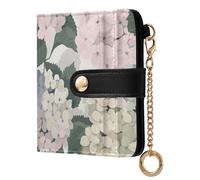 Amooorous Grey Pastel Hydrangea Flower Fancy Ladies Classic Foldable Wallet Everyday PU Leather Wallet for Women