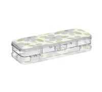 Amooorous Grey Simple Flowers Designed Clear Pencils Box 2 Layer Penscases For School With Lid