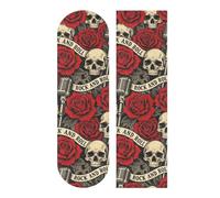 Amooorous grip tape skateboard Waterproof fusion grip tape for scooters Gothic Rock'n'roll Skulls Red Roses