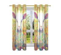 Amooorous Happy Easter Cartoon Cute White Lamb Flowers Wide Curtains 63 Inch Curtains 2 Panel Set 2 Panels Set cortinas para bloquear el sol