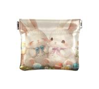 Amooorous Happy Easter Cartoon Cute White Rabbit Women's Leather Coin Purse Wallet Convenient Mini Card Holder Wallet for Women, happy easter Cartoon cute white rabbit, One Size