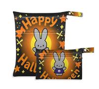 Amooorous Happy Halloween Cartoon Cute Rabbit zippered bag for swimming 2 Pack travel essentials for babies with handles for gym, yoga