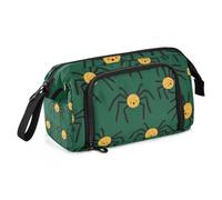 Amooorous Happy Halloween Spider Green Pencil Box Large Capacity Big Pencil Case Multifunctional for Teen Girls High School Supplies