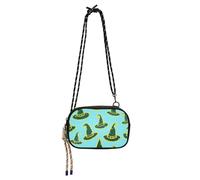 Amooorous Happy Halloween Witch Hat Blue Side Purse Crossbody for Womens Practical with Credit Card Slots Women's Shoulder Handbags Go shopping bolsas de mano para mujer