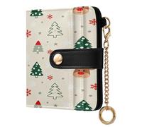 Amooorous Happy New Year Christmas Trees Unique Ladies PU Leather Bifold Wallet PU Leather Bifold Wallet for Women Girls