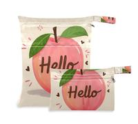 Amooorous Hello Cartoon Cute Pink Peach zippered bag for swimming 2 Pack travel essentials for babies with handles for yoga, bathing