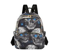 Amooorous Horror Skull Blue Neon Eyes Halloween 12 5 Inch multipurpose backpack purses for women for women fashion school&nurse