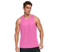 Amooorous Hot Pink Solid Color Pure Plain Dry Fit Tank Top for Men Men's Summer Sleeveless Top Beach Casual Clothes