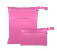 Amooorous Hot Pink Solid Color Pure Plain washable dry bag 2 Pack diaper bag essential items with handles for yoga, pool