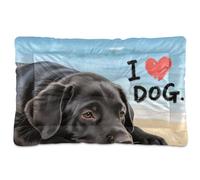 Amooorous I Love Dog Sea Washable Dog Cat Bed Soft Anti-Slip Cat Kennel Crate Pad for Medium/Large Dogs 36" x 24"