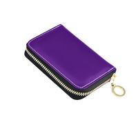 Amooorous Indigo Solid Color Pure Plain Purple Leather Wallet Card Holder Women with 2 Cash Slot RFID Blocking Credit Card Holder for Men carteras para Mujer