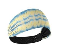 Amooorous Irregular Tie-dye in Yellow and Blue Moisture Wicking headband for women fashion Stretchy sweatbands for women for Gym tennis make up cintas para el pelo de mujer