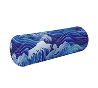 Amooorous Japanese Blue Wave Ukiyoe Bolster Pillow for Legs Neck Roll Pillow Decorative Round Pillow Chair Cushion Pillow Cylinder Cylinder Pillow Covers with Zipper