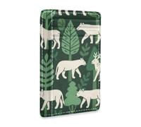 Amooorous Jungle Animal Fox Green White Leather Mens Small Wallet Ultra Slim with ID Window RFID Blocking Card Clip for Men and Women billetera para Mujer