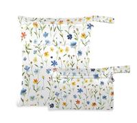 Amooorous Kingdom Of Shattered Flowers washable wet clothes bag 2 Pack wet bag for swimsuit with handles for yoga, daycare
