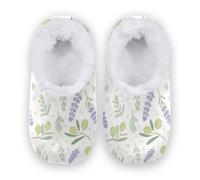 Amooorous Lavender Olive Soft Color Anti-Skid Sole Slippers for Womens Mens Coral Fleece Spa Slippers House Shoes for Bedroom