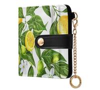 Amooorous Lemon and Lemon Tree Leaves Portable Women's Leather Folding Wallet PU Leather Wallet with Card Slots for Men Women Travel