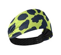 Amooorous Leopard Print Lime Green and Navy Blue Cooling workout headbands for women Elastic hairbands for women's hair for washing face washing face Athletic Sports cintas para el cabello