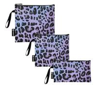 Amooorous Leopard Print Pattern 3 Pack Reusable Snack Bags Waterproof Diaper Bag Organization for Camp Friends and Gear