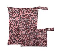 Amooorous Leopard Skin Print Black Peach washable dry bag 2 Pack travel essentials for babies with handles for baby diapers, travel