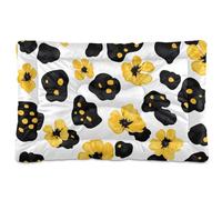 Amooorous Leopard Skin Spot Leaves Floral Washable Dog Cat Bed Non-Slip Soft Comfortable Dog Cat Bed for Medium/Large Dogs 36" x 24"