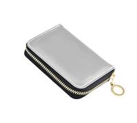 Amooorous Light Gray Light Grey Solid Color Pure Plain Leather Card case Wallet Women with Cion Purse RFID Blocking Card Holder Men carteras para Mujer