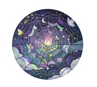 Amooorous Long Pile Round area rug Witch Spider Web forests Stained Glass