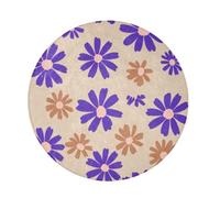 Amooorous Long Pile Round bedroom rug Style Russia Flower Brown Violet