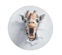 Amooorous Long Pile Round room rug Funny Giraffe 3d Wall Art