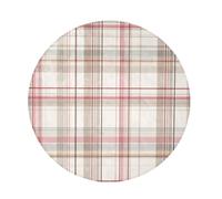 Amooorous Long Pile Round washable rugs Mars Plaid Offwhite Buffallo
