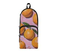 Amooorous Lots Of Oranges on A Peach Background Nylon 3 Compartments Pencil Bag Pen Case study&multifunctional Pencil Storage Case School Stationery for Adolescents High School 1600ml