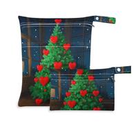 Amooorous Love Green Merry Christmas Tree washable baby wet bag 2 Pack travel essentials for babies with handles for bathing, travel