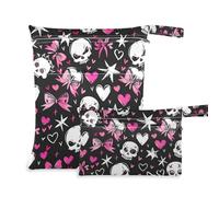 Amooorous Love You To Death Skull & Pink Heart mess-proof wet swimsuit bag 2 Pack diaper bag essential items with handles for beach, gym