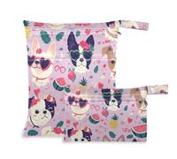Amooorous Lovely Cute Dogs Valentine zippered bathing suit bags 2 Pack diaper bag essential items with handles for gym, beach
