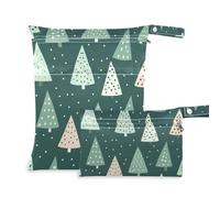 Amooorous Lovely Green Christmas Tree zippered bag for baby 2 Pack diaper bag essential items with handles for travel, bathing