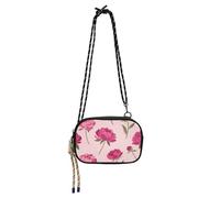 Amooorous Lovely Pink Flower Mini Crossbody Bag for Men Fashion with Adjustable Strap Women's Shoulder Handbags Walk the dog bolsos economicos para dama